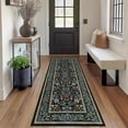thumbnail image 4 of HIWEAVER Navy/Black 2' x 6' Washable Distressed Floral Vintage Runner for Kitchen Indoor Throw Carpet Non-Slip Foldable Doormat for Hallway Farmhouse Dorm Home Decor, 4 of 6