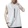 thumbnail image 3 of Camiseta sin mangas para hombre, camiseta de gimnasio informal, ligera, transpirable, de fibra de poliéster, absorbente del sudor, para Fitness, 3 of 8