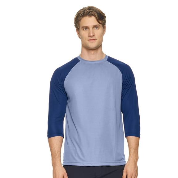 Expert Brand USA-Made Men's DriMax™ Athletic Baseball Shirt, Steel/Navy, L