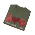 thumbnail image 4 of Peace Love Cure Blood Cancer Awareness Month Red Ribbon TShirt, 4 of 4