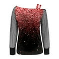 thumbnail image 4 of Womens Tops T Shirts Elegant Sequins Long Sleeve Fall Clothes for Women Tees Blouses Red Size 2XL, 4 of 5