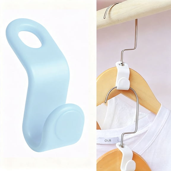 100pcs Hanger Hooks for Plastic Clips Clothes Space Saving Hangers for Clothes Closet Hangers Space Saver(Blue)