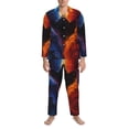 thumbnail image 3 of Sikiie Red And Blue Abstract Mens Pajama Set, Soft Warm Long Sleeve Sleepwear, Cozy Button-Down Pjs for Men-Medium, 3 of 7
