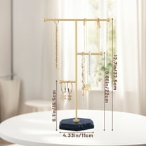 Jewelry Organizer  Necklace Bracelet Ring Stand Dislpay for Women，3-Tires Rack ，Easy Install with Suitable Screws,Gold