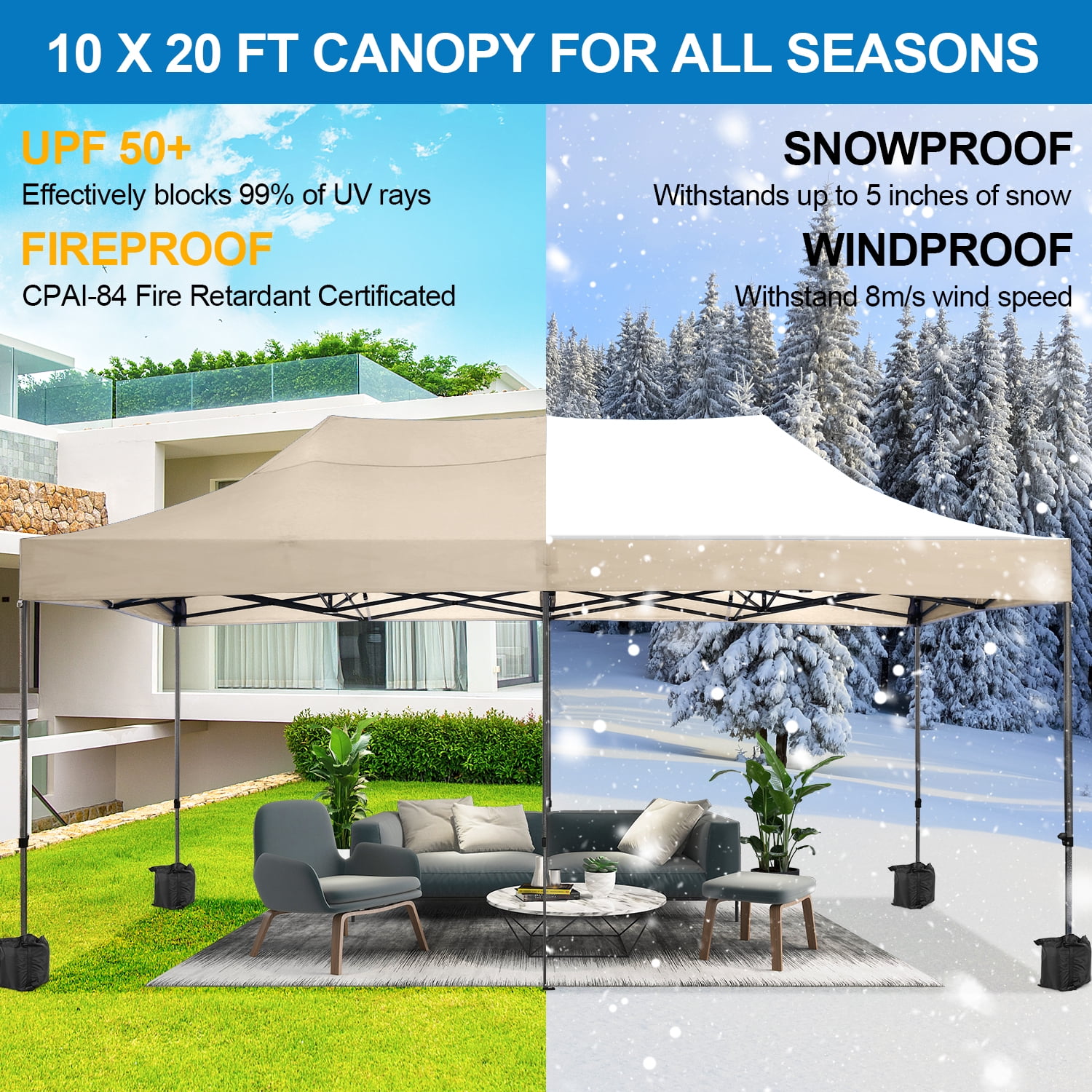 SANOPY 10x20 FT EZ Pop Up Canopy, Waterproof, Adjustable SANOPY 10x20 FT EZ Pop Up Canopy, Waterproof, Adjustable