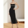 thumbnail image 3 of Women’s Maxi Bodycon Dress – Square Neck Sleeveless Split Long Evening Cocktail Party Clubwear Gown, 3 of 6