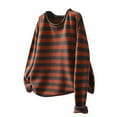 thumbnail image 2 of Uootdi Sweaters for Women Striped Crewneck Long Sleeve Shirts Casual Loose Knitted Pullover Jumpers Winter Fall Sweater Gift, 2 of 6