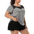 thumbnail image 4 of Agnes Orinda Women's Plus Size Lace Insert Short Sleeves Round Neck T-shirts, 4 of 6