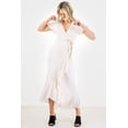 thumbnail image 2 of Maternity Faux Wrap Butterfly Sleeve Dress with Ruffles, 2 of 4