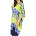 thumbnail image 4 of Sakkas Adalwin Desert Sun Lightweight Circle Ponch Tunic Top Blouse W / Embroidery - Charcoal / Green - One Size Regular, 4 of 5
