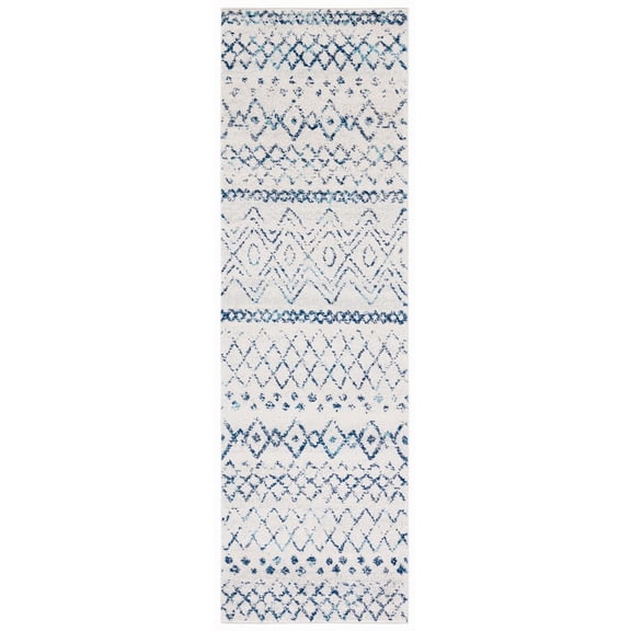 SAFAVIEH Madison Hannah Geometric Runner Rug, Ivory/Navy, 2'3" x 10'