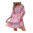 thumbnail image 6 of Franhais Women Half Sleeves Sleeve Dress with Flower Pattern, Ruffle Decoration Bohemian Summer Clothing, 6 of 9