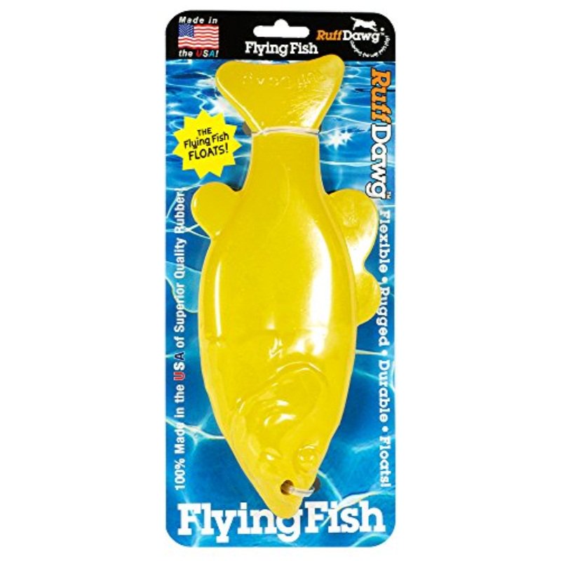 Ruff Dawg Flying Fish 100Percent Rubber Dog Retrieval Toy, Colors Vary