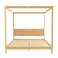 thumbnail image 4 of Walker Edison Minimalist Solid Wood King-Size Canopy Bedframe, Natural Pine, 4 of 14