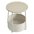 thumbnail image 2 of Table de Nuit Ronde Moderne avec Panier de Rangement, Blanc Crème, 2 of 9
