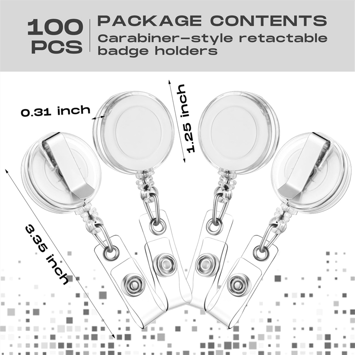 100 PCS Retractable Badge Reel Clips ID Card Holder Reel,A