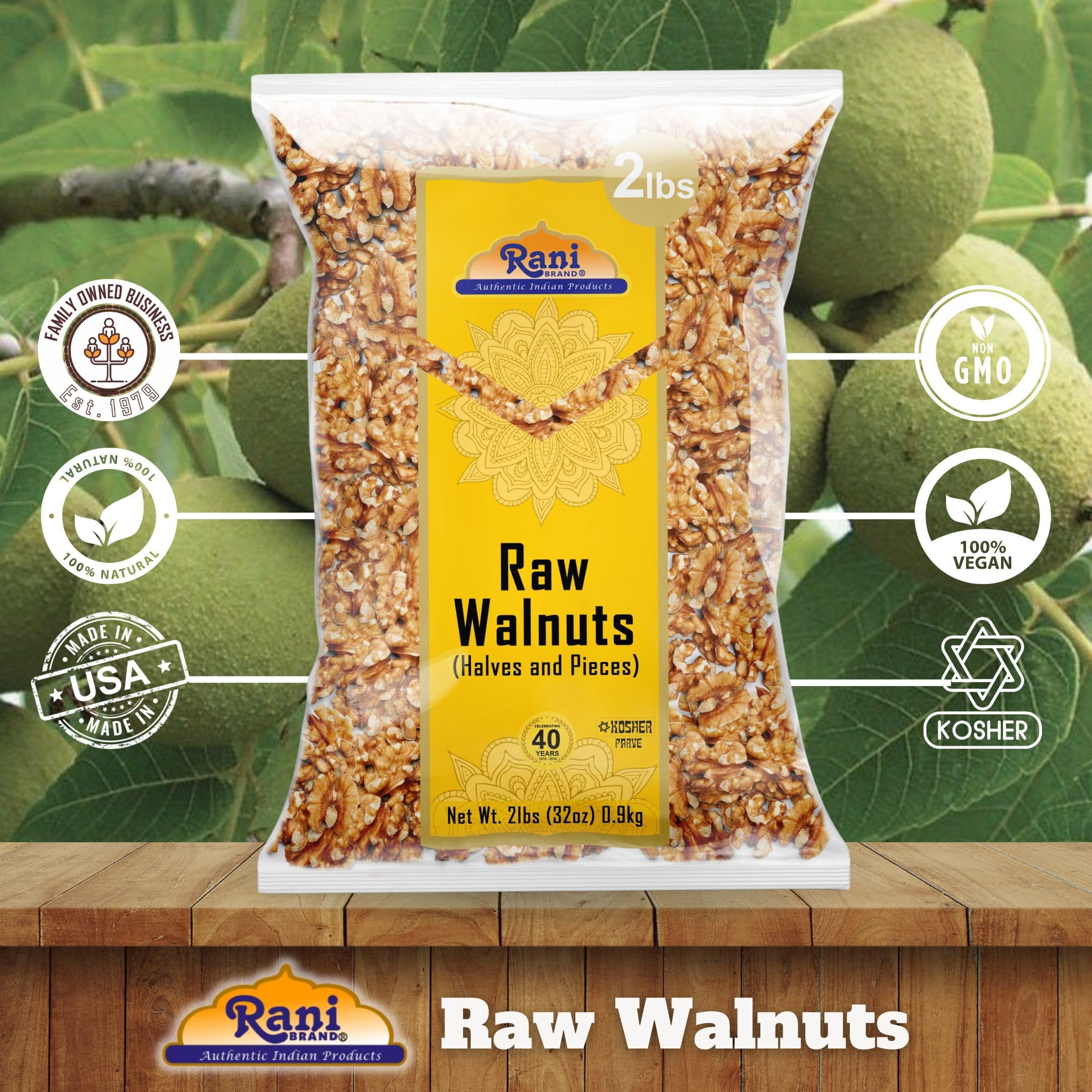 Rani Raw Walnuts, Halves and Pieces 32oz (2lbs) 908g ~ All Natural | Vegan | Gluten Friendly | Kosher