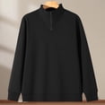 thumbnail image 4 of Men's 1/4 Zip Pullover Cotton Fleece Sweatshirts Long Sleeve Solid Color Casual Warm Fall Winter Sweater Tops (4XL, Black), 4 of 7