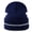 Navy blue, variant on Unisex Rolled Brim Knit Hat With Reflective Trim Warm Acrylic Skull Cap For Outdoor Cycling Night Activities