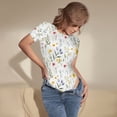 thumbnail image 3 of Balery Watercolor Floral A Body de cuello redondo de manga corta para mujer Tops de manga corta Tops básicos-Medium, 3 of 7