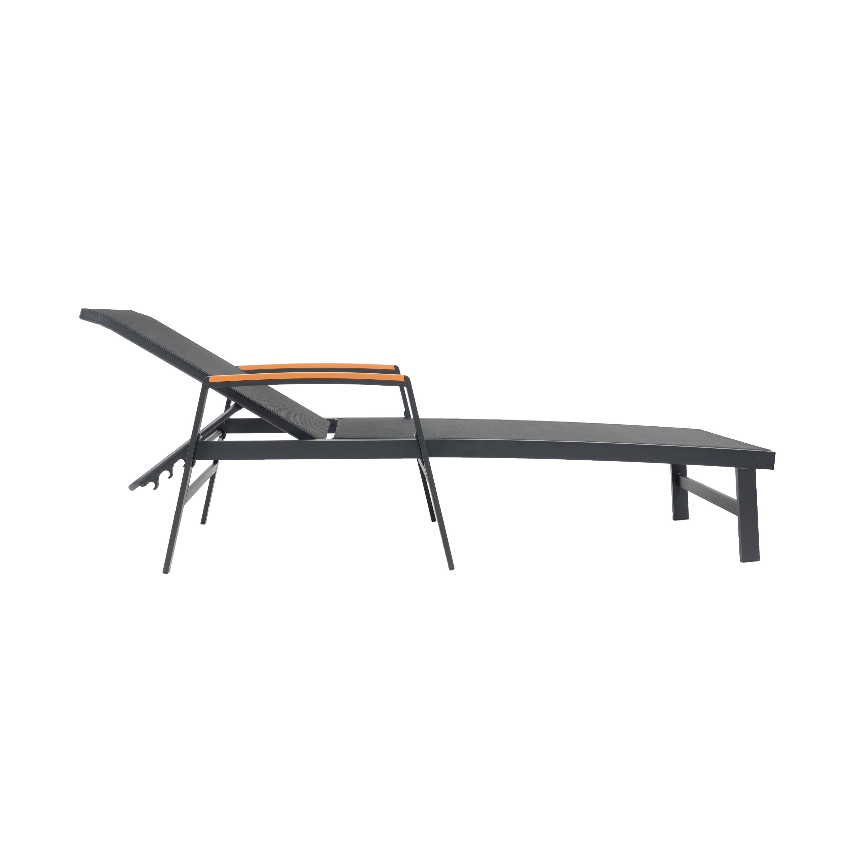 Adjustable Aluminum Mesh Patio Chaise Lounges Set of 2 for Poolside Deck, Black
