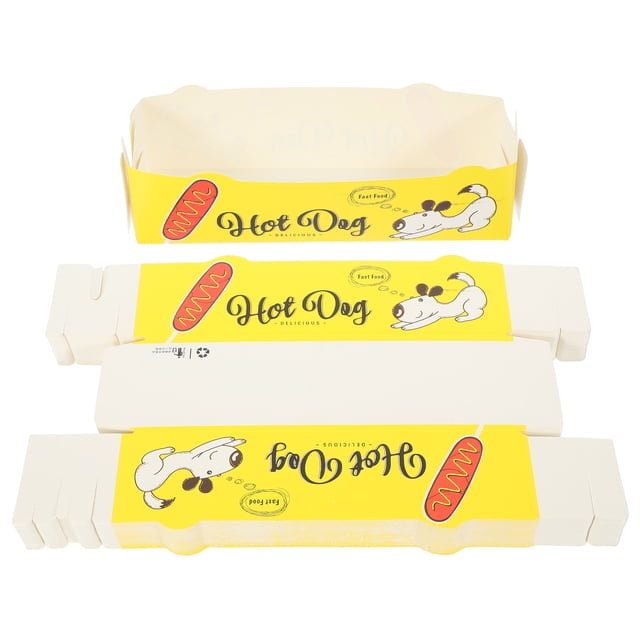 SHISUYAN 50pcs Disposable Paper Food Serving Tray Foldable Coating Snack Open Dog Fries Chicken Box