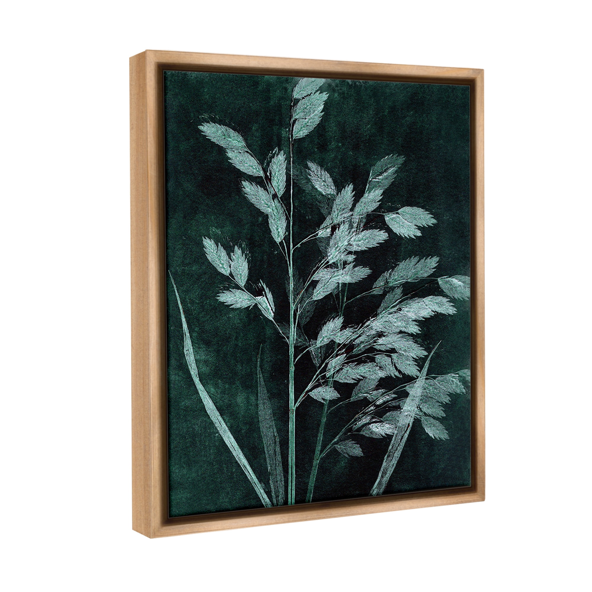 Stupell Industries Green Botanical Imprints Botanical & Floral Painting Brown Floater Framed Canvas Art Print Wall Art, 25 x 31