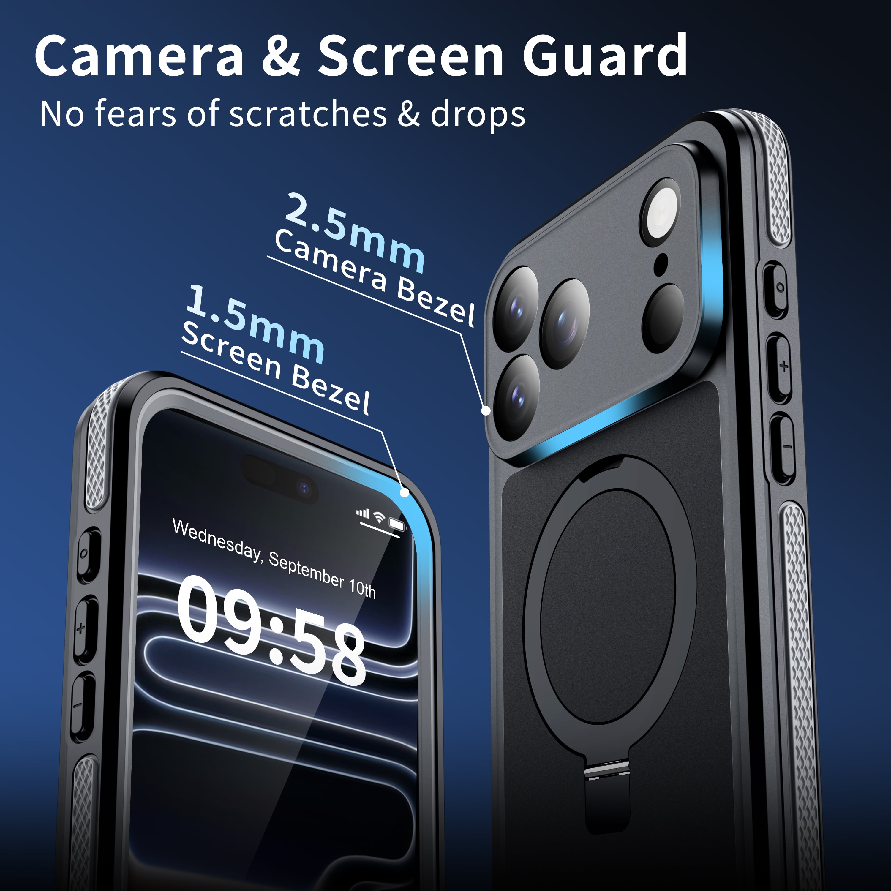 ANTSHARE Magnetic for iPhone 17 Pro Max Case Waterproof, Ring Invisible Stand Shockproof Protective Phone Case 6.9''