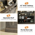 thumbnail image 6 of Home Coffee Bar Cabinet with LED Lights 72" Tall Buffet Cabinet with Storage Farmhouse Kitchen Sideboard Tall Coffee Hutch with Microwave Stand/Wine Rack/Glass Shelf Dining Room, 6 of 9