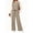 Coffee, variant on MOSHU Two Piece Sets for Women Casual Fall Travel Vacation Outfits Color Block Long Sleeve Tops and Drawstring Wide Leg Pants with Pokets Lounge Sets