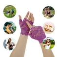 thumbnail image 4 of Guantes sin dedos bloqueadores del sol únicos para mujeres, guantes delgados para conducir en color púrpura., 4 of 5