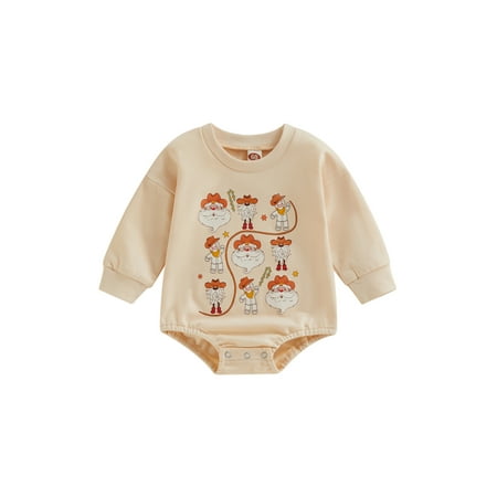 

sdghg Baby Girls Christmas Casual Romper Long Sleeve O Neck Santa Claus/Truck/Hat Print Playsuit