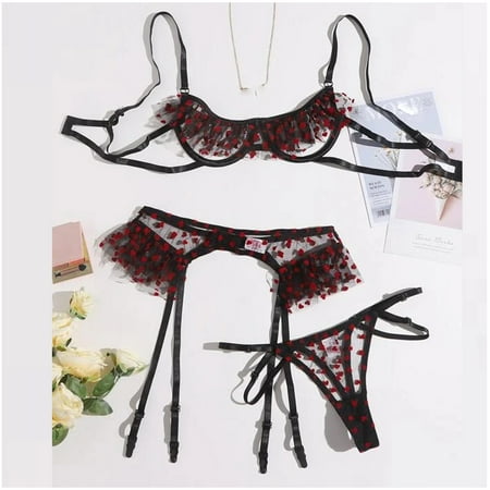 

Aueoeo Slimming Bodysuit For Women Tight Shirts For Women Women s Pink Sexy Lace Sexy Pattern Garter Split Bikini Three-Piece Set Sexy Lingerie Clearance