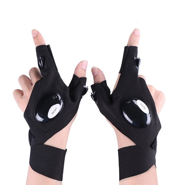 Par de guantes con linterna LED, guantes de pesca al aire libre y destornillador para reparar y trabajar en lugares oscuros, accesorios de herramientas, regalos para hombres/mujeres para bricolaje