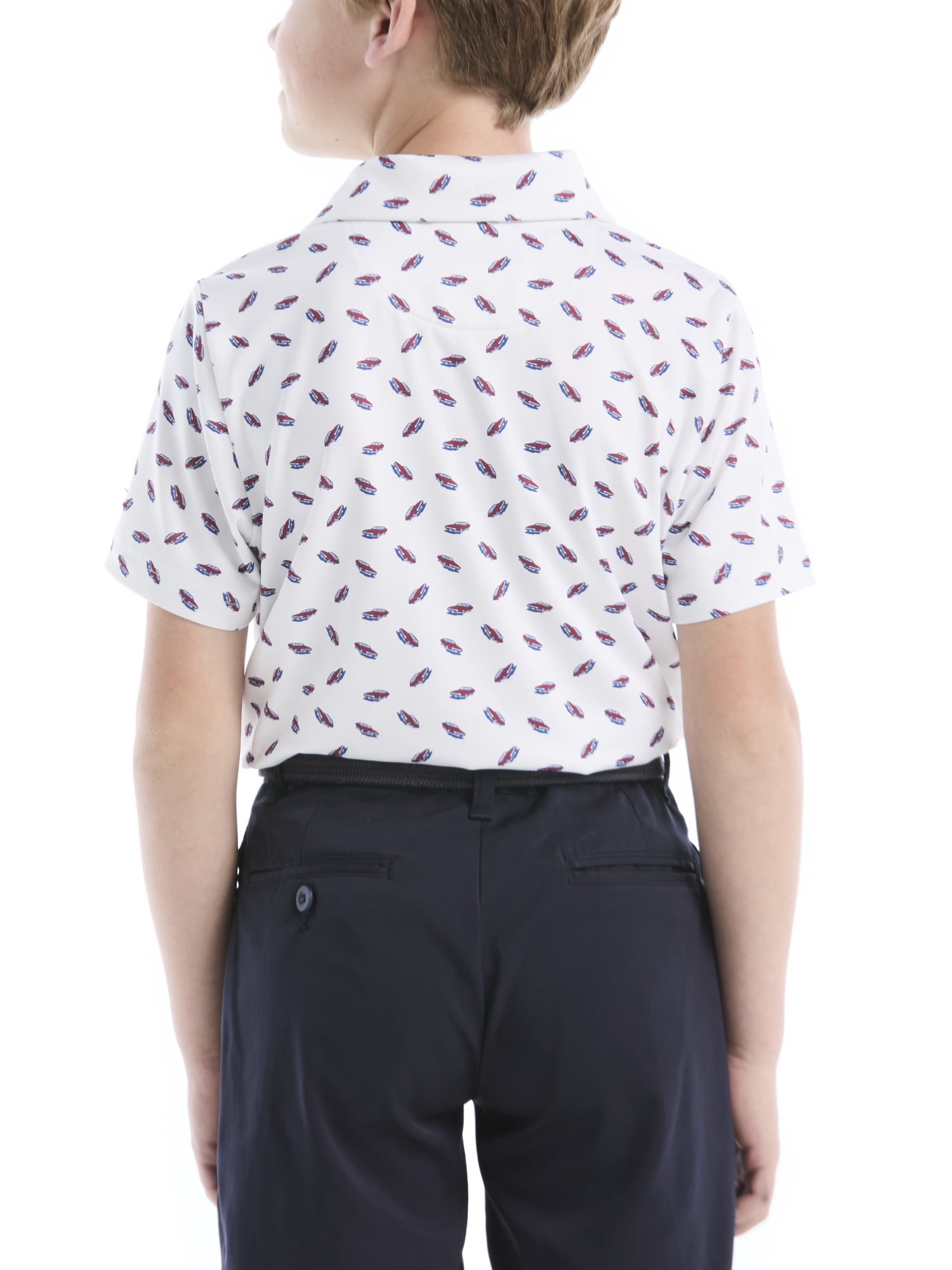 Ben Hogan Performance Little Boys and Big Boys Cool Car Printed Short Sleeve Golf Polo Shirt, Sizes 4-18