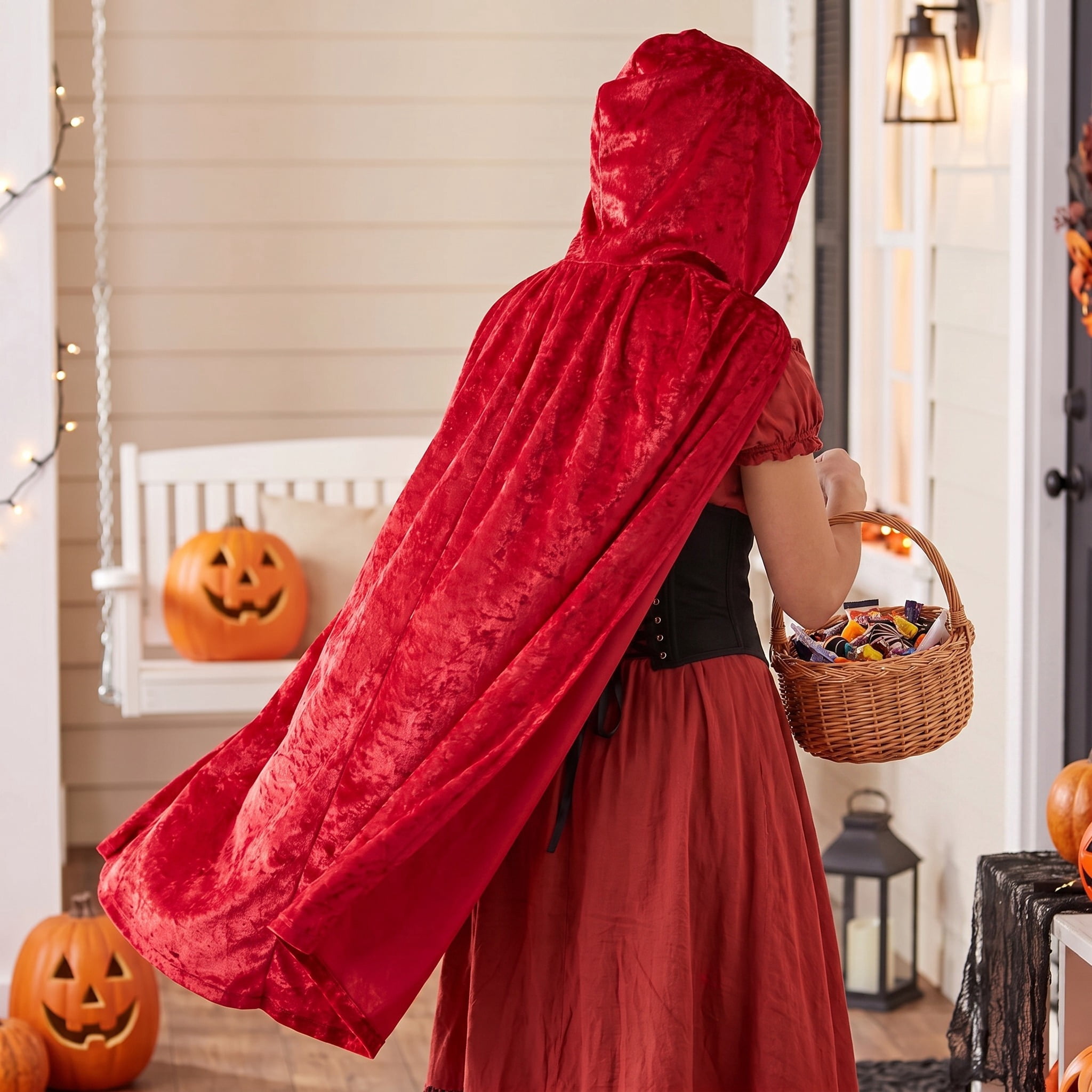 Velvet Cape Costume Accessory for Adults, Red, One Size, Halloween by Way To Celebrate
