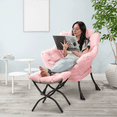 thumbnail image 4 of Magshion Water-resistant Cotton Lazy Chair, Modern Upholstered Single Sofa with Ottoman, Removable Cover Accent Lounge Chair for Living Room, Pink, 4 of 10