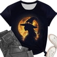 thumbnail image 4 of VKOYWKM Halloween T-Shirts for Women Short Sleeve T-Shirt Funny Witch Graphic Tees Fall Crew Neck Spooky Tops, 4 of 6