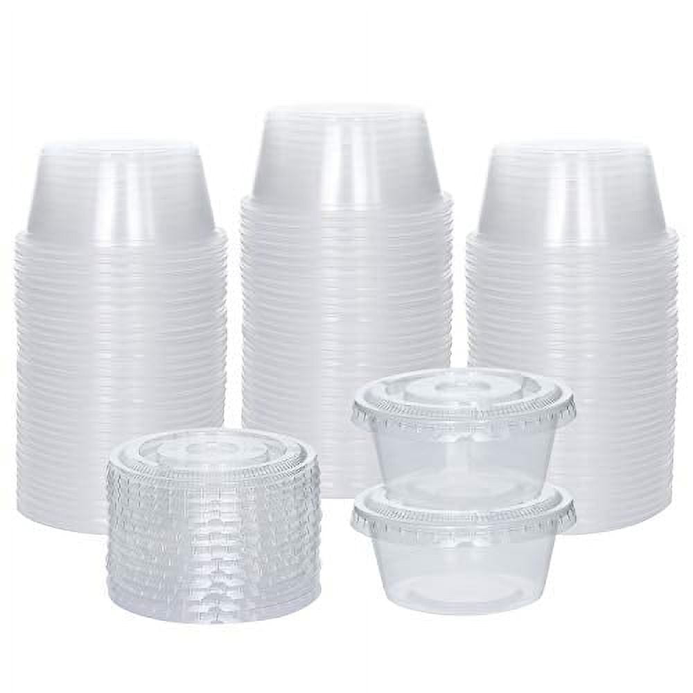 100set 100ml Plastic Dipping Sauce Disposable Small Container Cups Lids  Takeaway