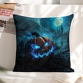 thumbnail image 3 of Eerie Blue Halloween Pumpkin in Cemetery Linen toss pillowcase decoration pillowcase gifting preferred 24x24 inch cushion cover sofa pillowcase sofa bedroom living room car, 3 of 5
