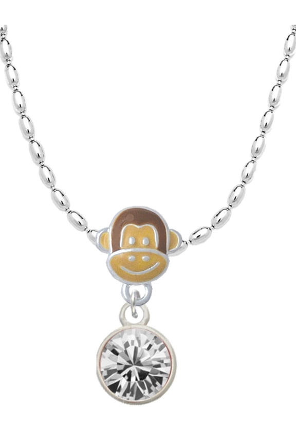 10mm Clear Crystal Drop Mia Monkey Charm Necklace