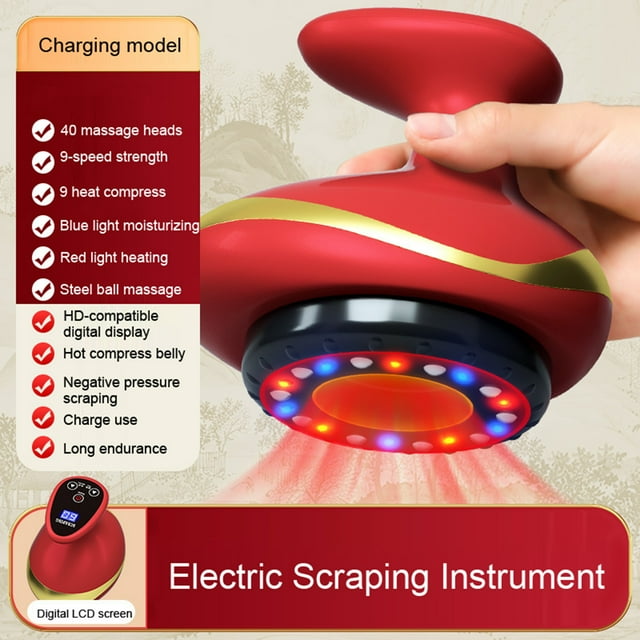 Intelligent Electric Massager for Women Men Vacuum Negative Pressure Suction Body Massage 9 Levels Heating Cupping Device USB Rechargeable Body Scraping Massager for Home Travel