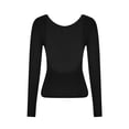 thumbnail image 4 of Giftesty Tops for Women Clearance Women's Hollowed Out Backless Top Tight Long Sleeve Crop Half High Neck Solid Color Spice Girl Sexy Women's Tops, 4 of 6