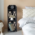 thumbnail image 2 of Pooja Mandir for Home in Usa, Corner Shelf for Living Room,Narrow Bedside Nightstand for Small Spaces,3 Tiered Plant Stand Indoor,Shower Rack for Small Bathroom Storage,Black by AOJEZOR, 2 of 2