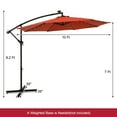 thumbnail image 2 of Costway 10 Ft Patio Solar LED 40 Lights Offset Umbrella Crank Cross Base Red Orange, 2 of 10