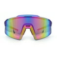 thumbnail image 4 of Mens Color Mirror Oversized Shield Sport MTB Style Plastic Sunglasses Purple Mirror, 4 of 8
