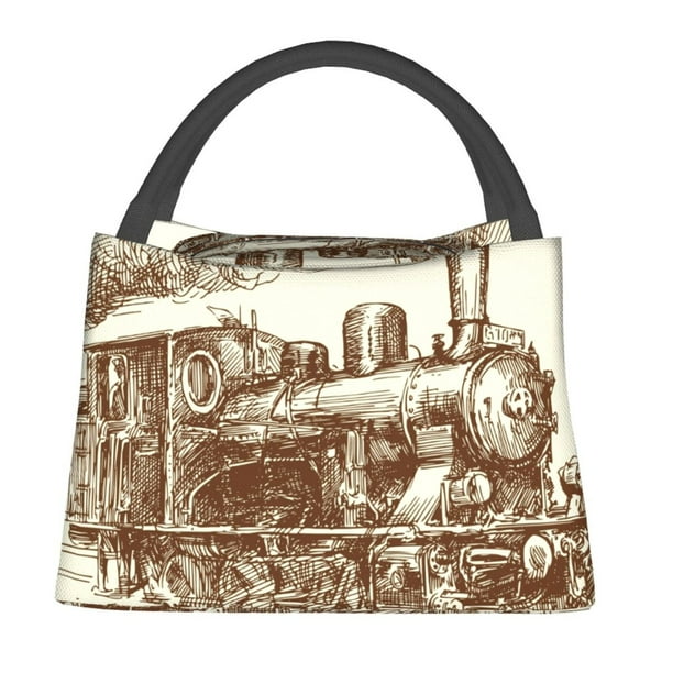 Fotbe Train Bolsa Térmica Portátil con Estampado, Bolsa de Entrega de Alimentos Aislada, Bolsa Reutilizable de Gran Capacidad para Comidas y Supermercado