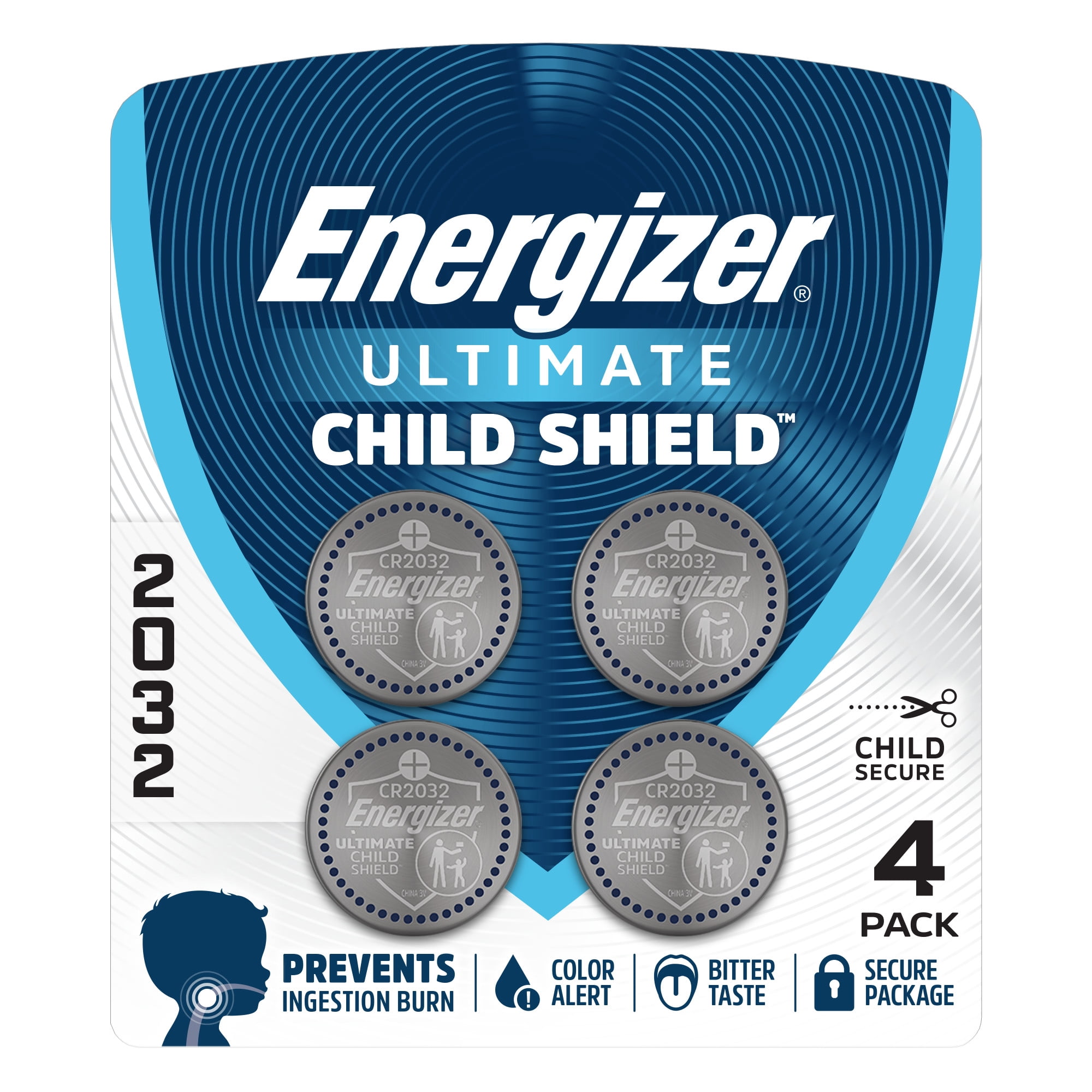 Energizer, Ultimate Child Shield CR2032, 4 Pack, 3V Lithium Coin