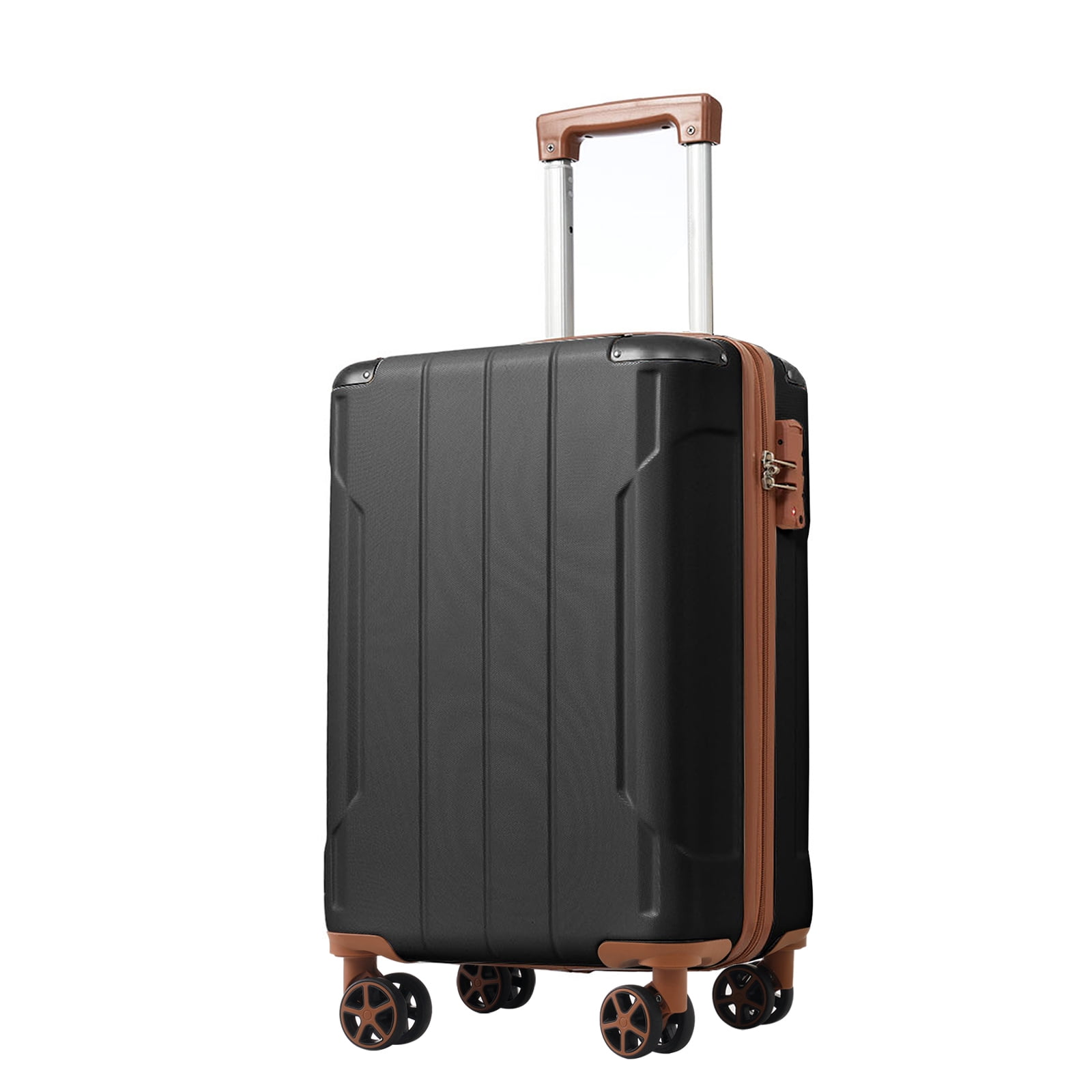 EUROCO 2 Piece Luggage Set, Expandable Hardshell Suitcase with TSA Lock and Double Spinner Wheels,ABS Durable Carry on luggage Set(20"/28"),Black Brown