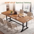 thumbnail image 4 of Finmind Solid Wood Executive Desk, 63-inch Office Computer Desk, Large Industrial Writing Table for Home Office, Brown and Black, 4 of 7